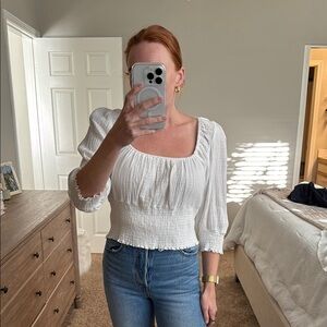 Women's White Smocked Top